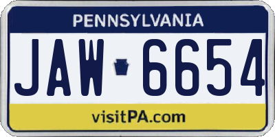PA license plate JAW6654