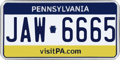 PA license plate JAW6665