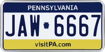 PA license plate JAW6667