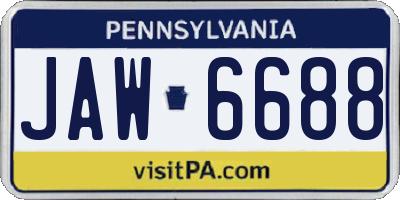 PA license plate JAW6688