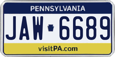 PA license plate JAW6689