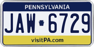 PA license plate JAW6729