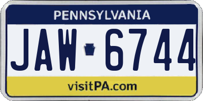 PA license plate JAW6744