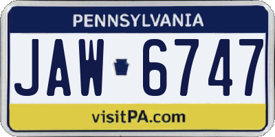 PA license plate JAW6747