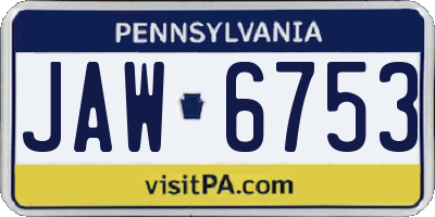PA license plate JAW6753