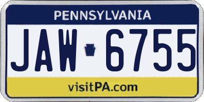 PA license plate JAW6755
