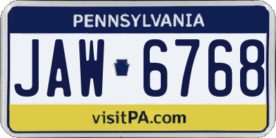 PA license plate JAW6768