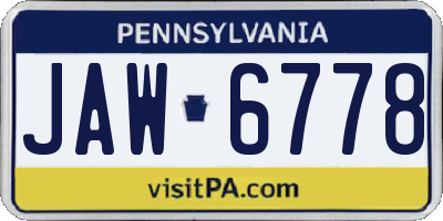 PA license plate JAW6778