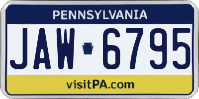PA license plate JAW6795