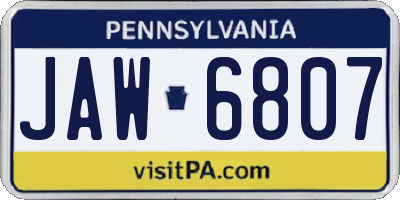 PA license plate JAW6807
