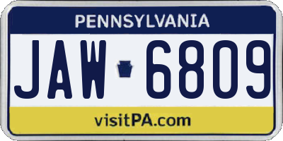 PA license plate JAW6809