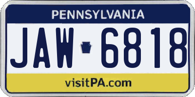 PA license plate JAW6818