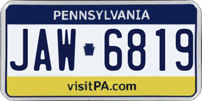 PA license plate JAW6819