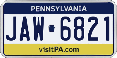 PA license plate JAW6821