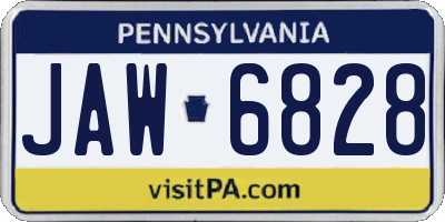 PA license plate JAW6828