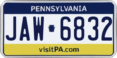 PA license plate JAW6832