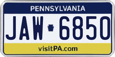 PA license plate JAW6850