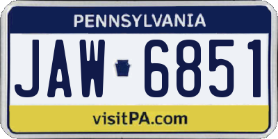 PA license plate JAW6851