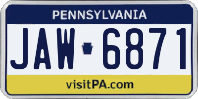 PA license plate JAW6871