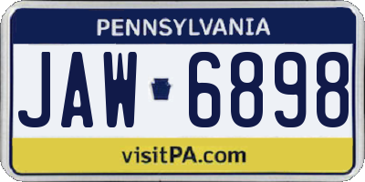 PA license plate JAW6898