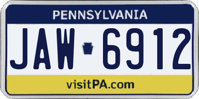 PA license plate JAW6912