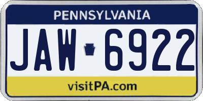 PA license plate JAW6922