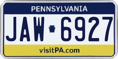 PA license plate JAW6927
