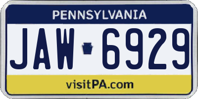 PA license plate JAW6929