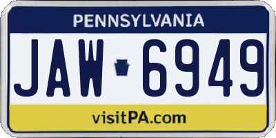 PA license plate JAW6949