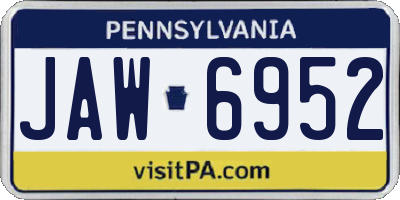 PA license plate JAW6952