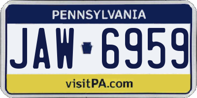 PA license plate JAW6959