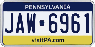 PA license plate JAW6961