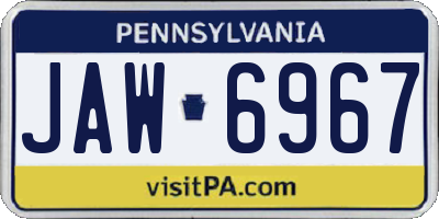 PA license plate JAW6967