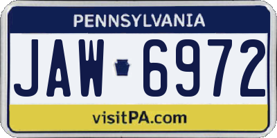 PA license plate JAW6972