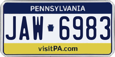 PA license plate JAW6983