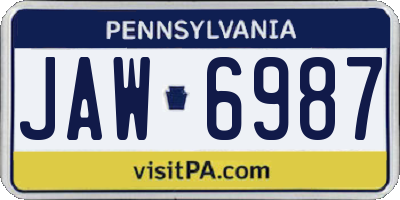 PA license plate JAW6987