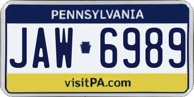PA license plate JAW6989