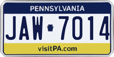PA license plate JAW7014