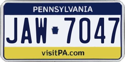 PA license plate JAW7047