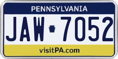 PA license plate JAW7052