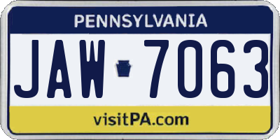 PA license plate JAW7063