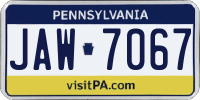 PA license plate JAW7067