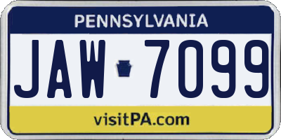 PA license plate JAW7099