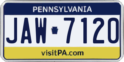 PA license plate JAW7120