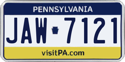 PA license plate JAW7121