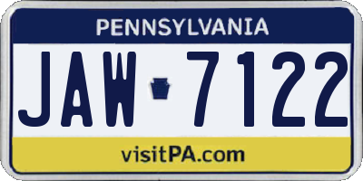 PA license plate JAW7122