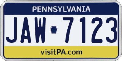 PA license plate JAW7123