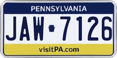 PA license plate JAW7126