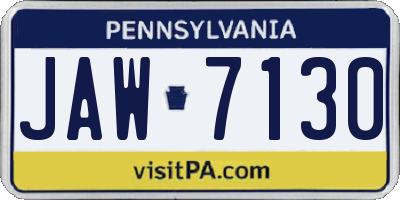 PA license plate JAW7130