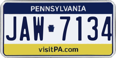 PA license plate JAW7134